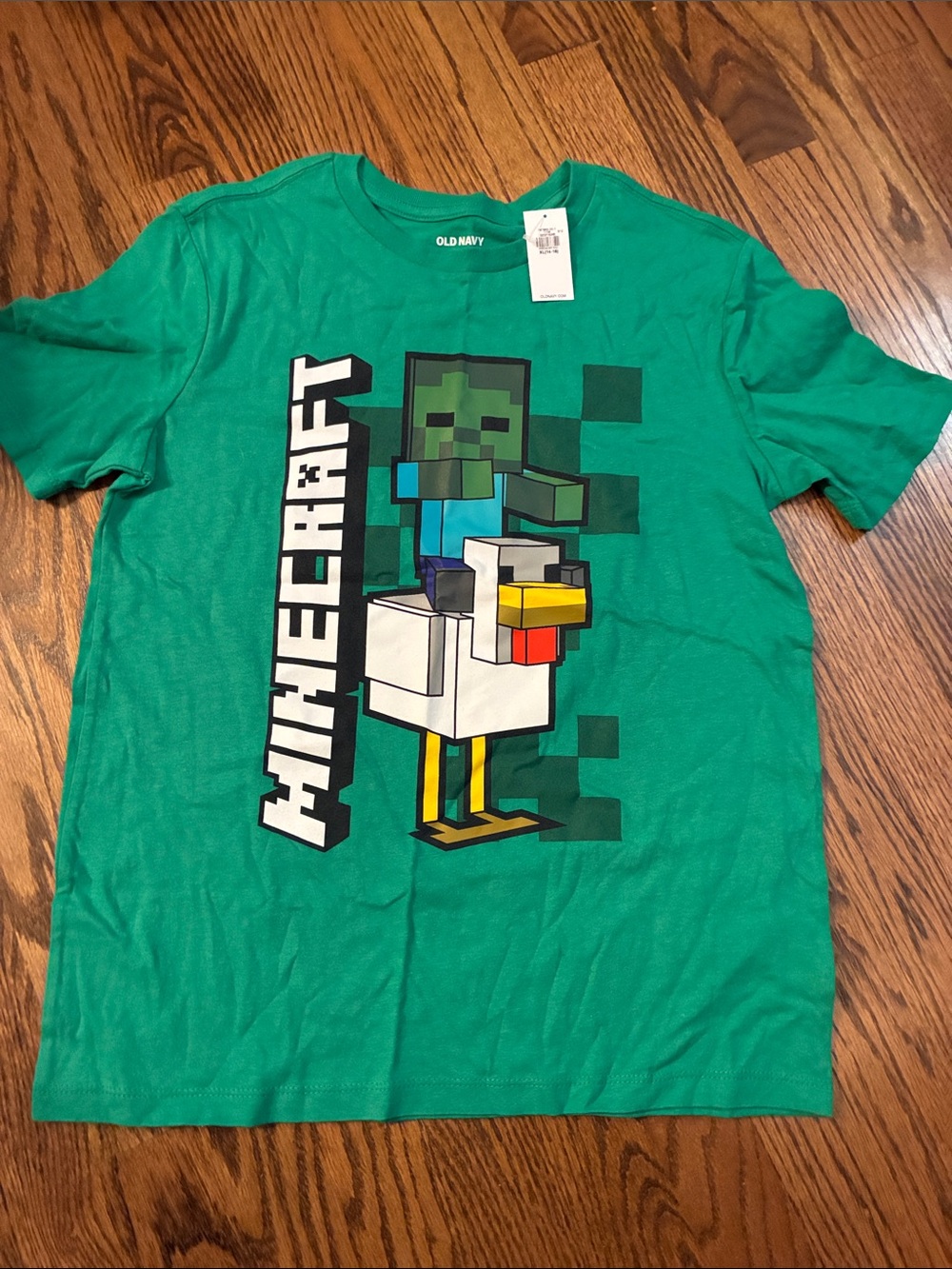 Old Navy Minecraft Chicken Jockey Zombie Green Graphic Tee NWT Size XL 14-16